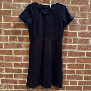 J Crew Dress Ponte Aline Navy Blue‎ Size 8 Zipper Short Sleeve